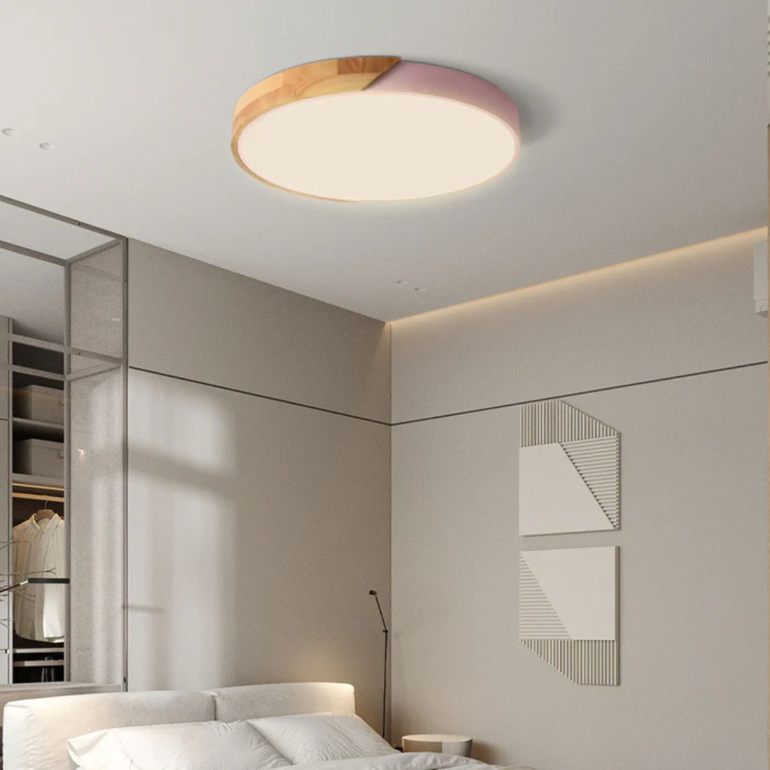 Plafonnier LED Design Scandinave - Bois Naturel et Acrylique