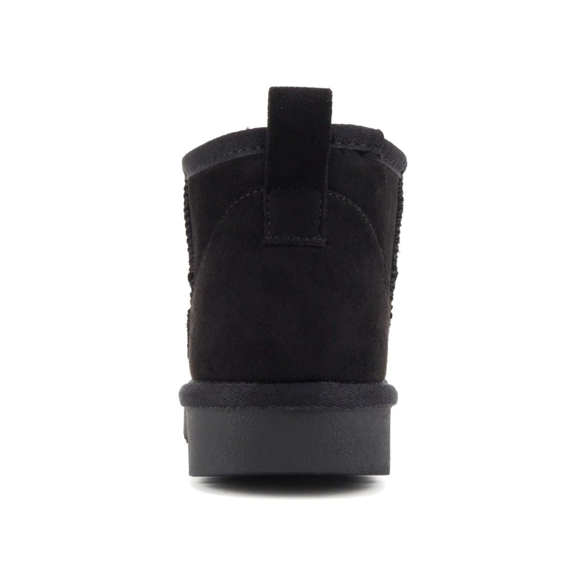 Bottines femme noires fourrées, semelle crantée, style chaud hiver, imitation daim vegan