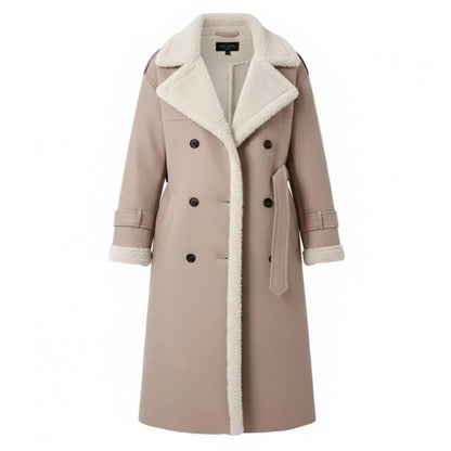 Manteau Long Femme en Cuir PU Doublé Fausse Fourrure