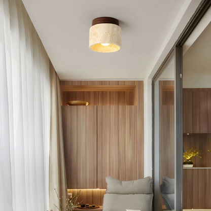 Lumavène – Plafonnier Design Japonais Marbre & Bois