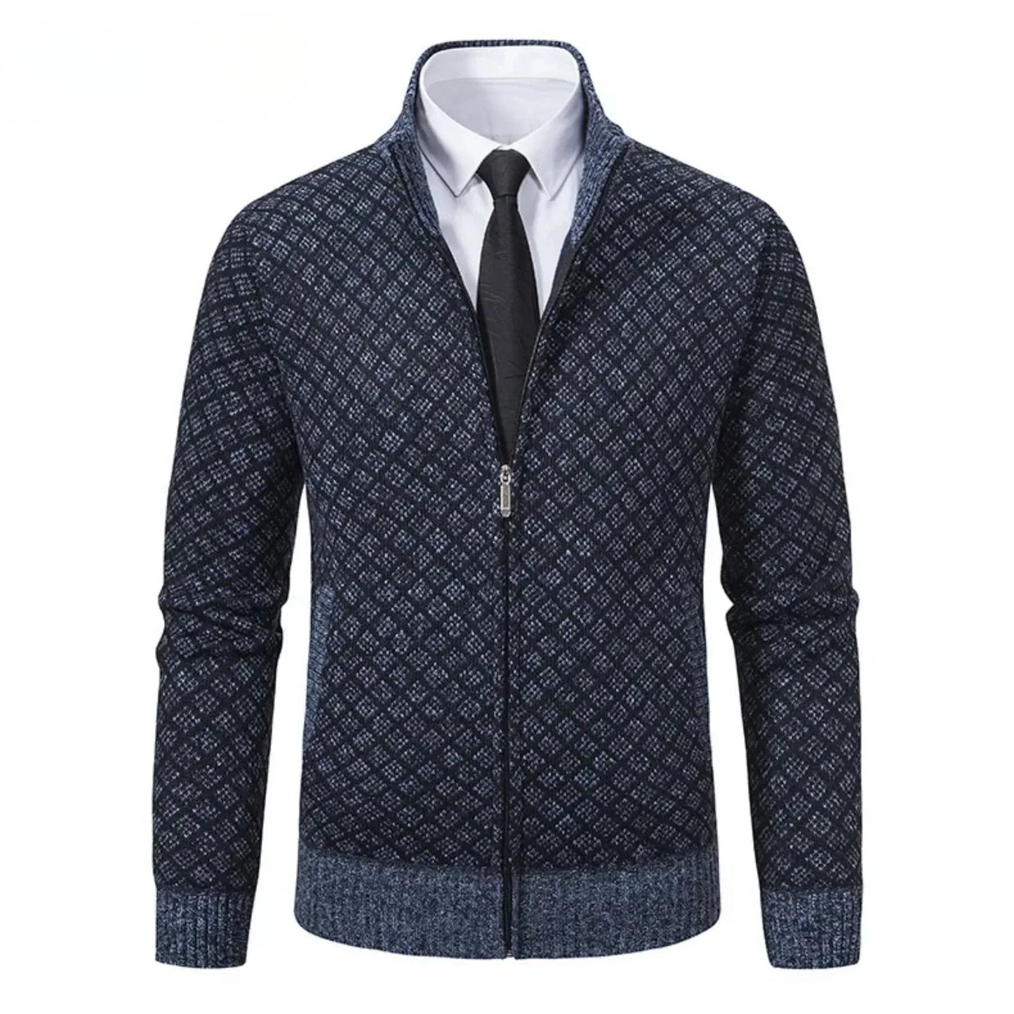 Cardigan Zippé Homme en Maille Texturée - Col Montant