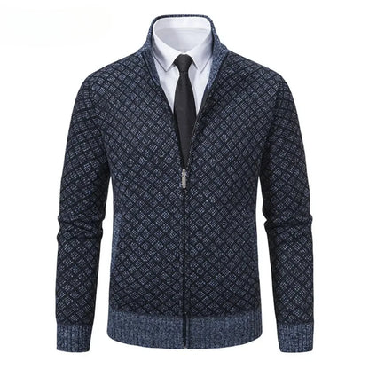 Cardigan Zippé Homme en Maille Texturée - Col Montant