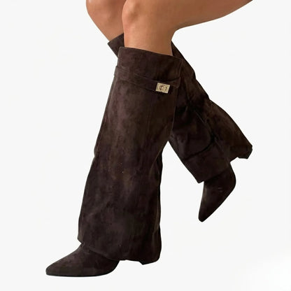 EVARA - Bottes hautes femme bout pointu avec boucle métal