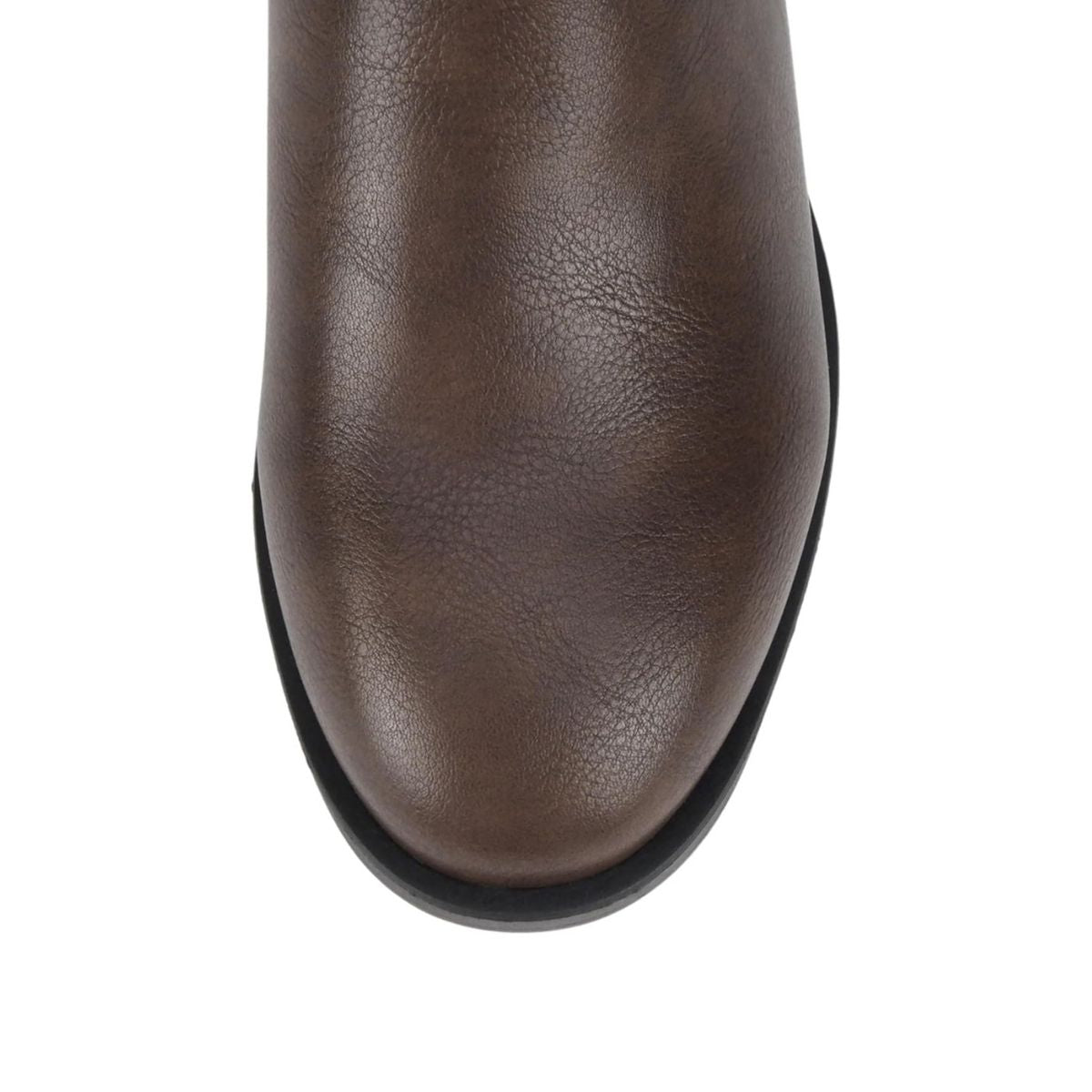 Bottines femme marron à talon bas, bout rond, fermeture zippée latérale