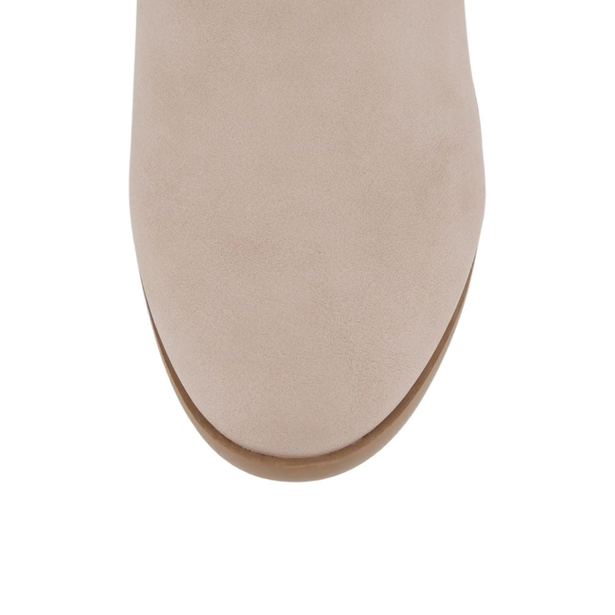 Bottines femme beige à talon bas, bout pointu, élastiques latéraux, fermeture zippée