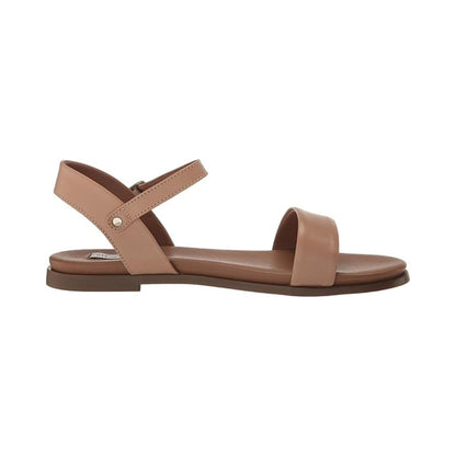 Sandales plates femme en cuir avec boucle réglable et silhouette minimaliste