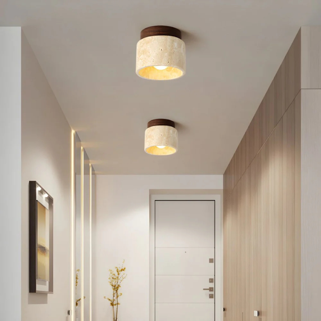 Lumavène – Plafonnier Design Japonais Marbre & Bois