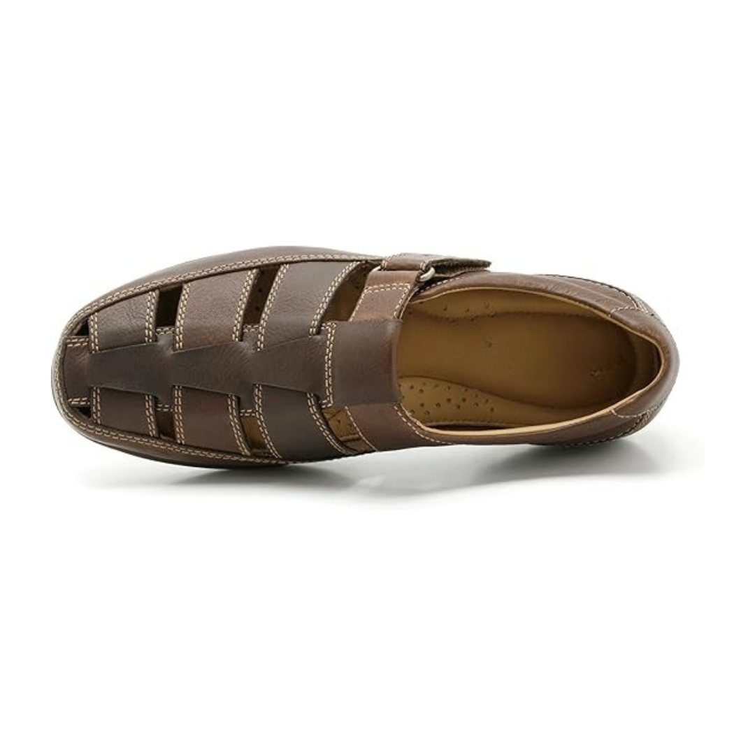 Sandales ouvertes homme en cuir véritable, intérieur confort, semelle caoutchouc