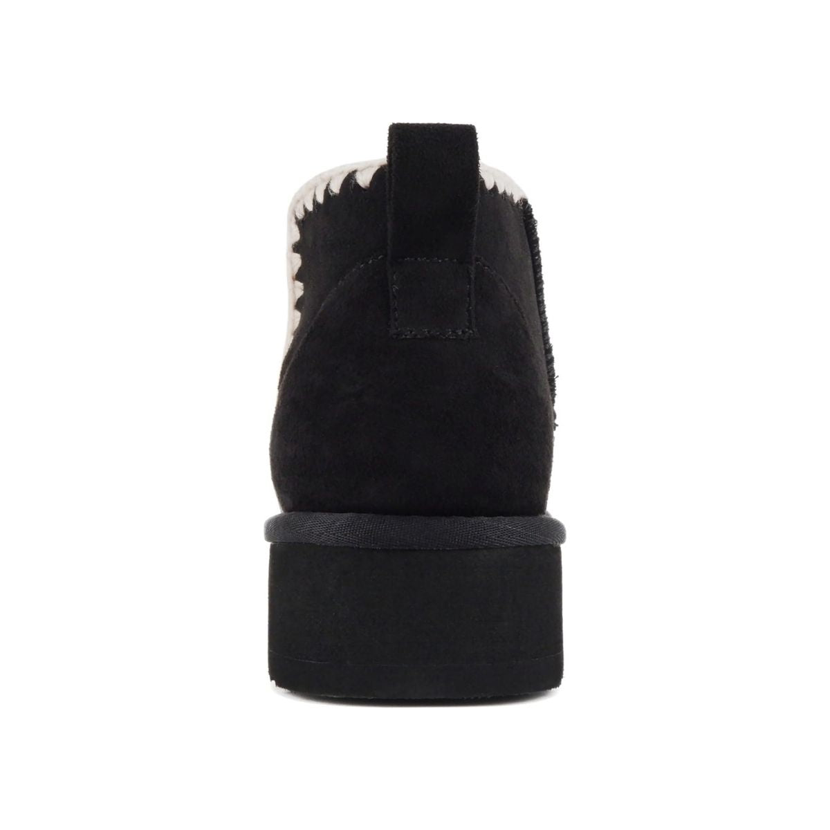 Bottines femme noires fourrées, semelle plateforme crantée, couture contrastée