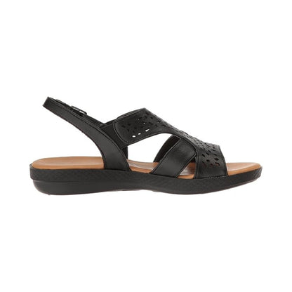 Sandales plates femme en cuir avec bout ouvert et semelle rembourrée pour confort estival