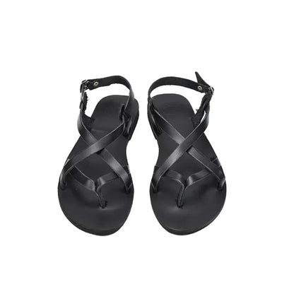 Sandales grecques femme en simili cuir – Lanières fines et style minimaliste - FLEZIO
