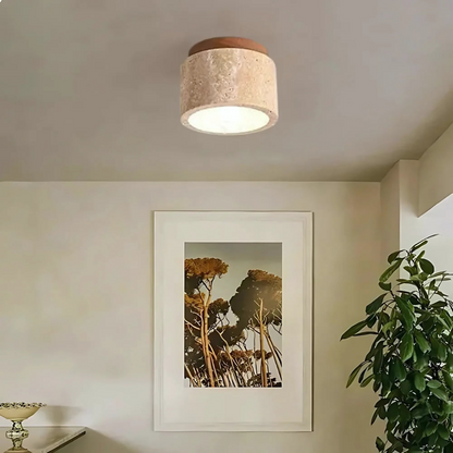 Lumavène – Plafonnier Design Japonais Marbre & Bois