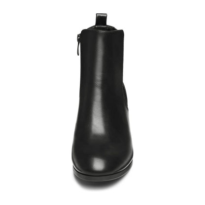 Bottines femme noires à talon bloc, élastiques latéraux, semelle antidérapante