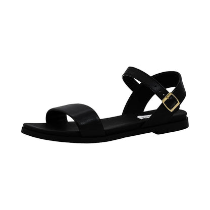 Sandales plates femme en cuir avec boucle réglable et silhouette minimaliste