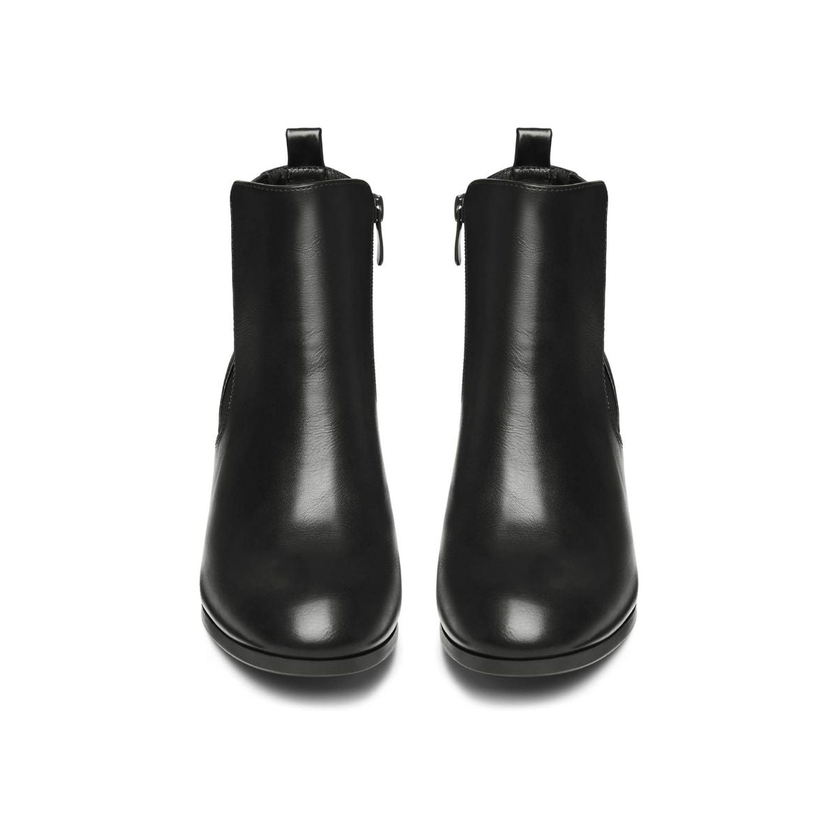 Bottines femme noires à talon bloc, élastiques latéraux, semelle antidérapante