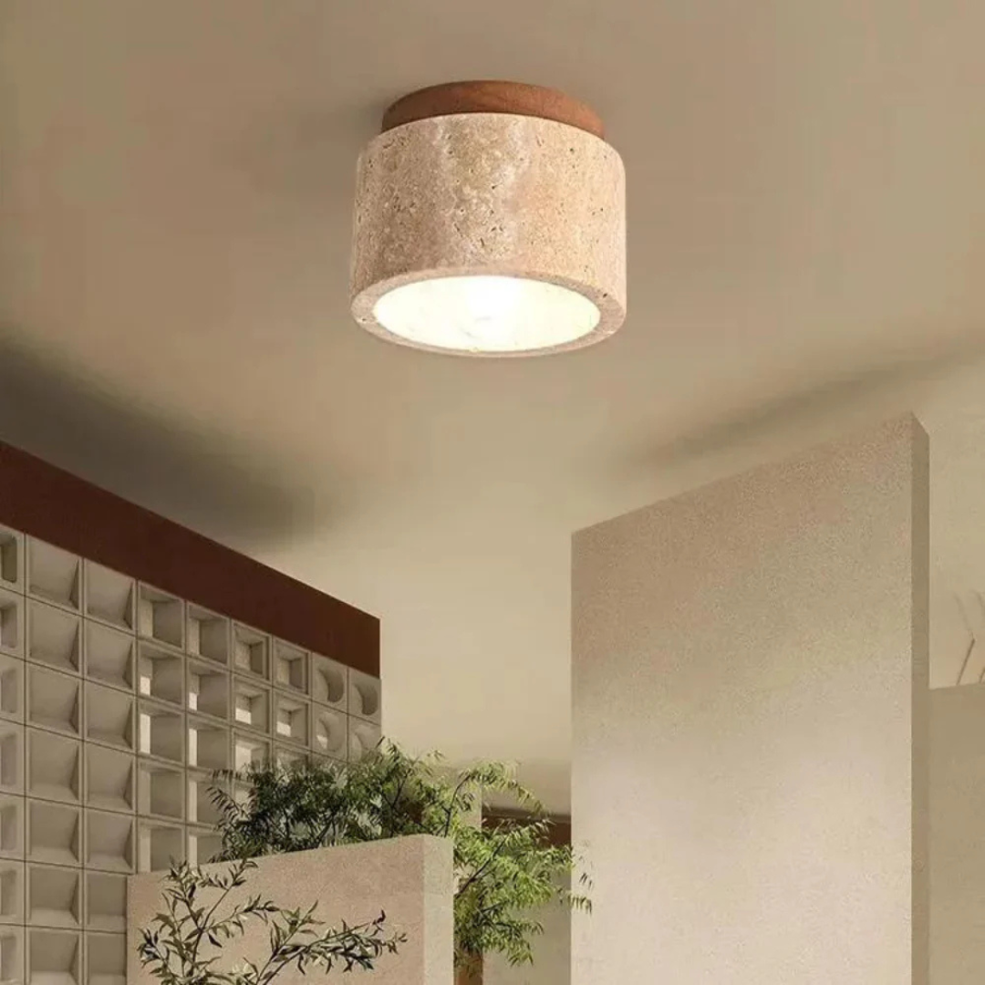 Lumavène – Plafonnier Design Japonais Marbre & Bois