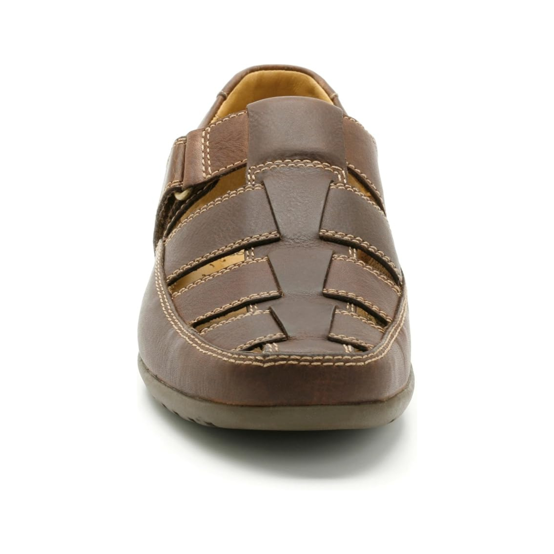 Sandales ouvertes homme en cuir véritable, intérieur confort, semelle caoutchouc