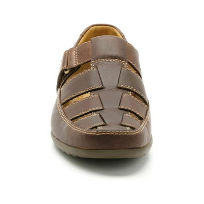 Sandales ouvertes homme en cuir véritable, intérieur confort, semelle caoutchouc