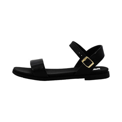 Sandales plates femme en cuir avec boucle réglable et silhouette minimaliste