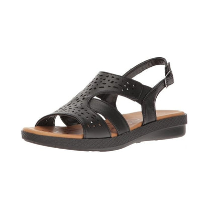 Sandales plates femme en cuir avec bout ouvert et semelle rembourrée pour confort estival