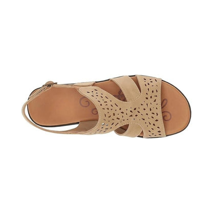 Sandales plates femme en cuir avec bout ouvert et semelle rembourrée pour confort estival