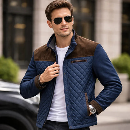 Veste Homme Matelassée Empiècements Suédine
