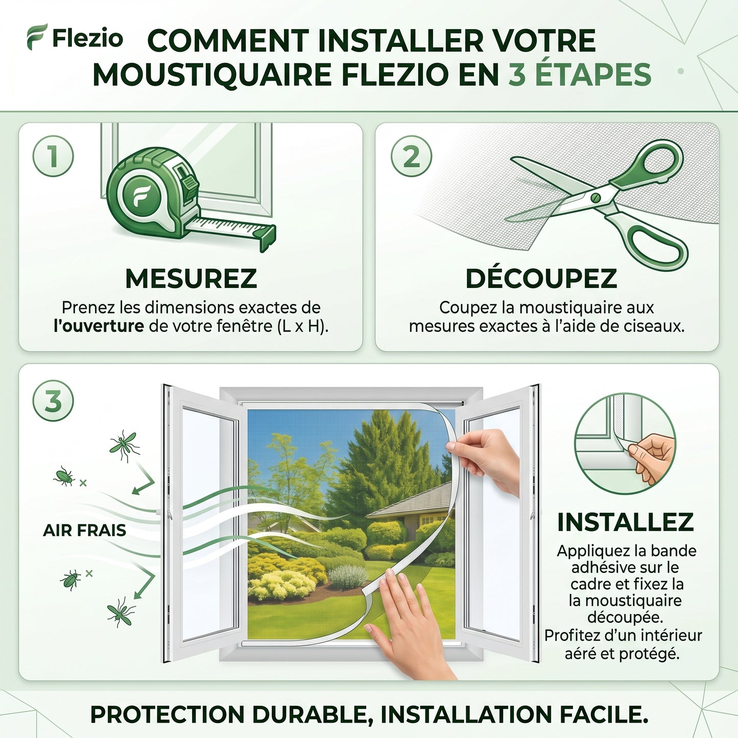 Vélonet – Moustiquaire Fenêtre sans Perçage