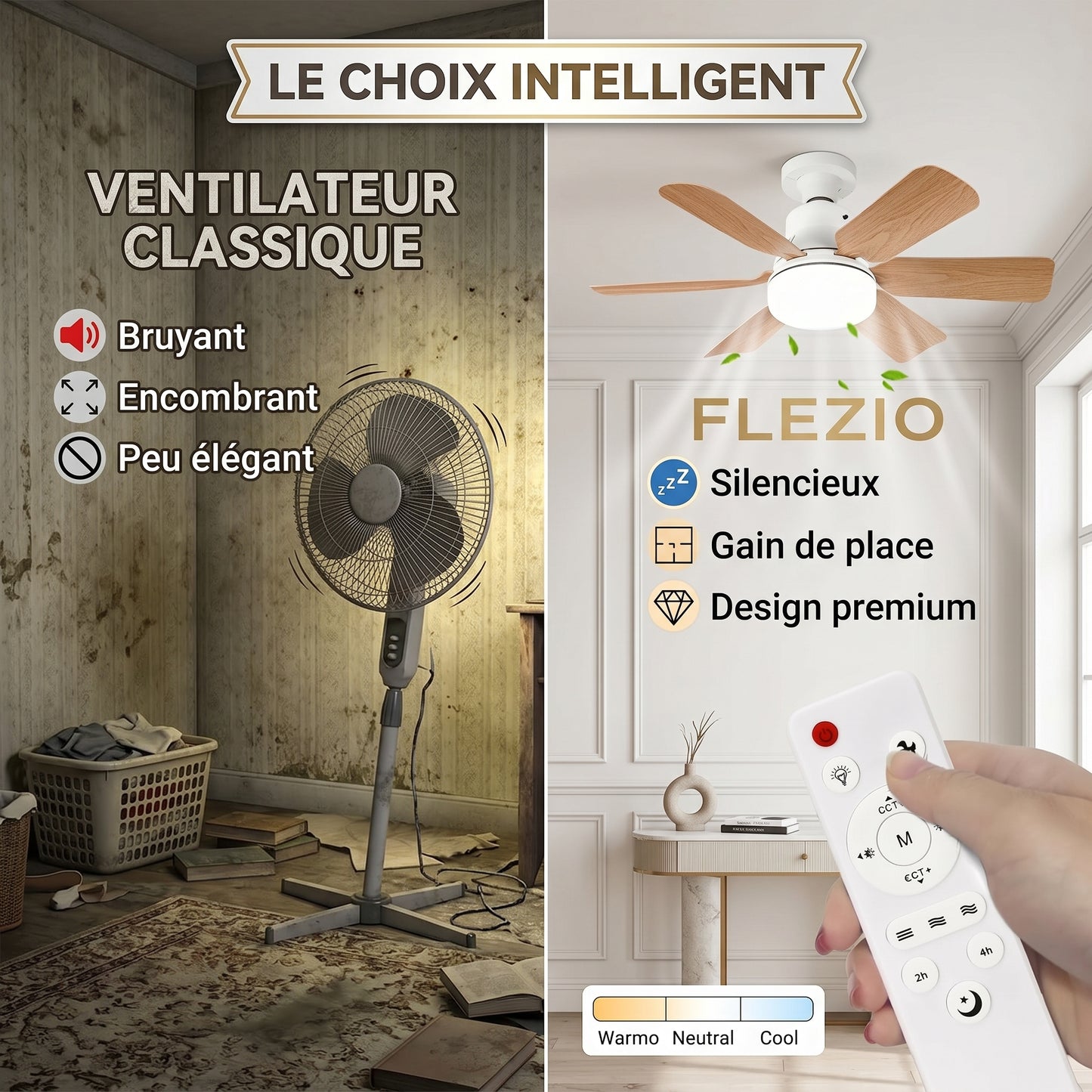 Zéphylia – Plafonnier Ventilateur Silencieux