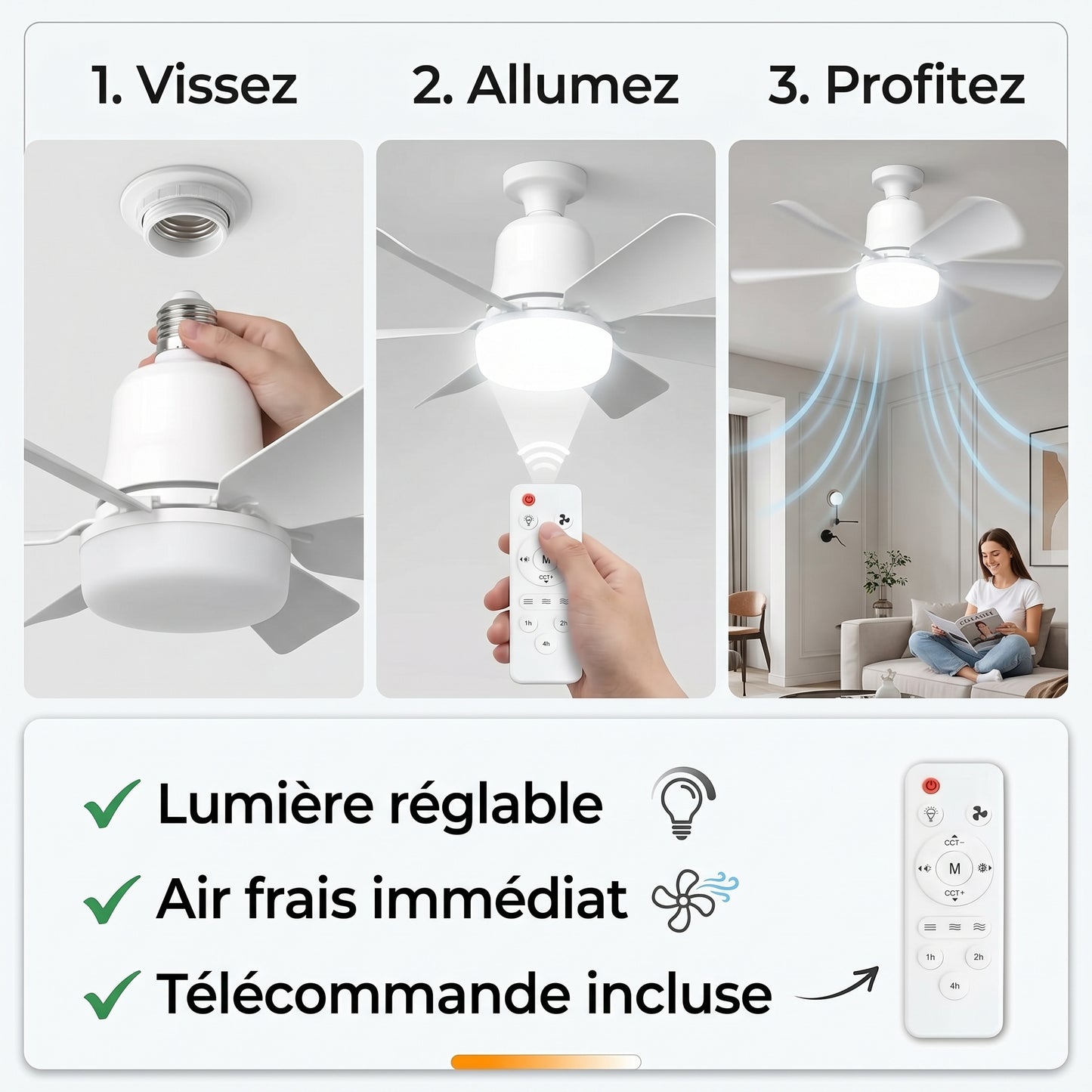 Veltara – Plafonnier Ventilateur LED