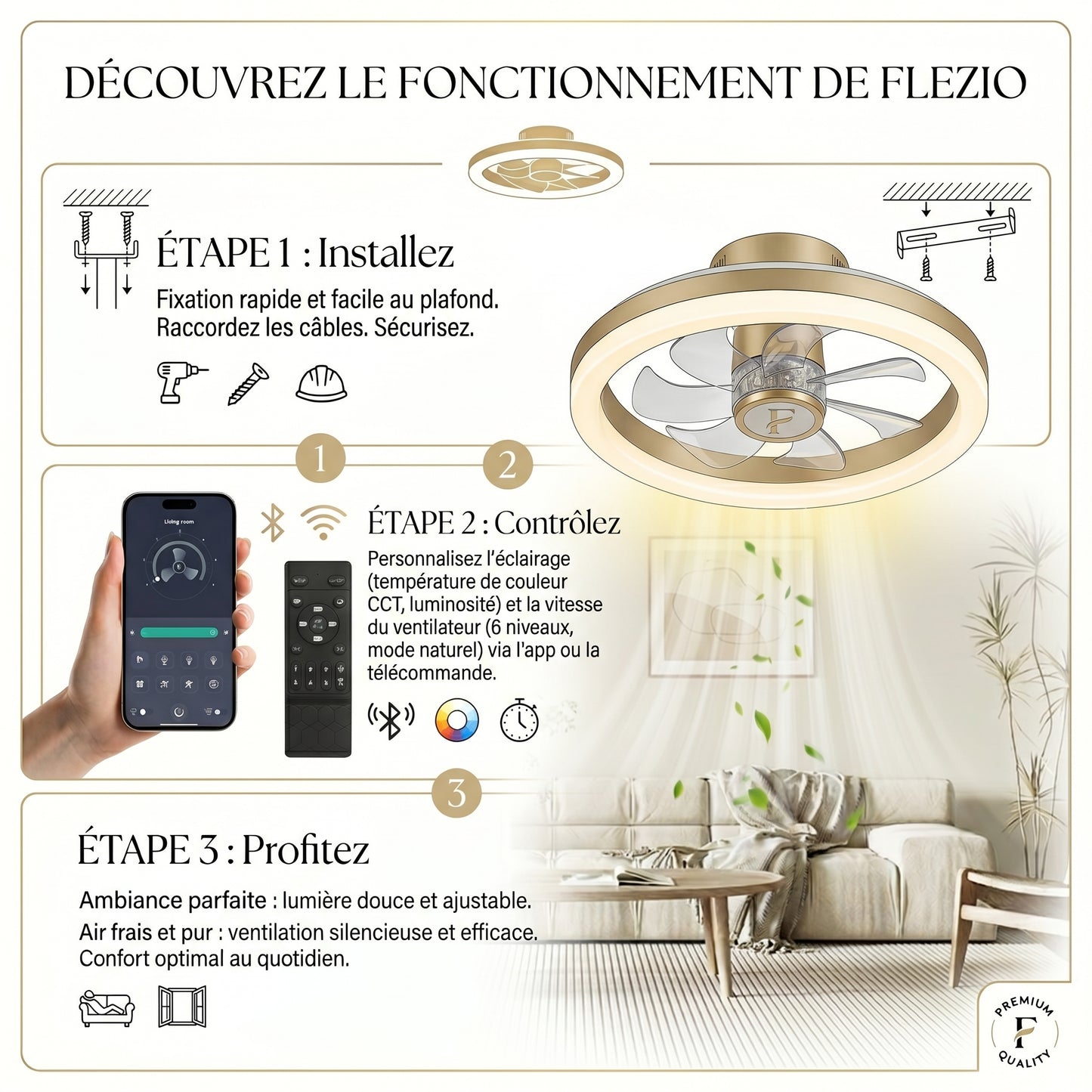 Aériva – Plafonnier Ventilateur LED
