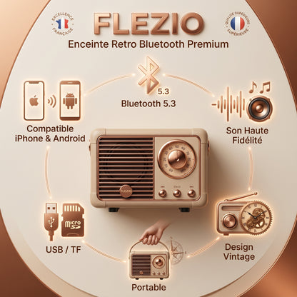 Enceinte Bluetooth Vintage Portable - USB et Carte TF