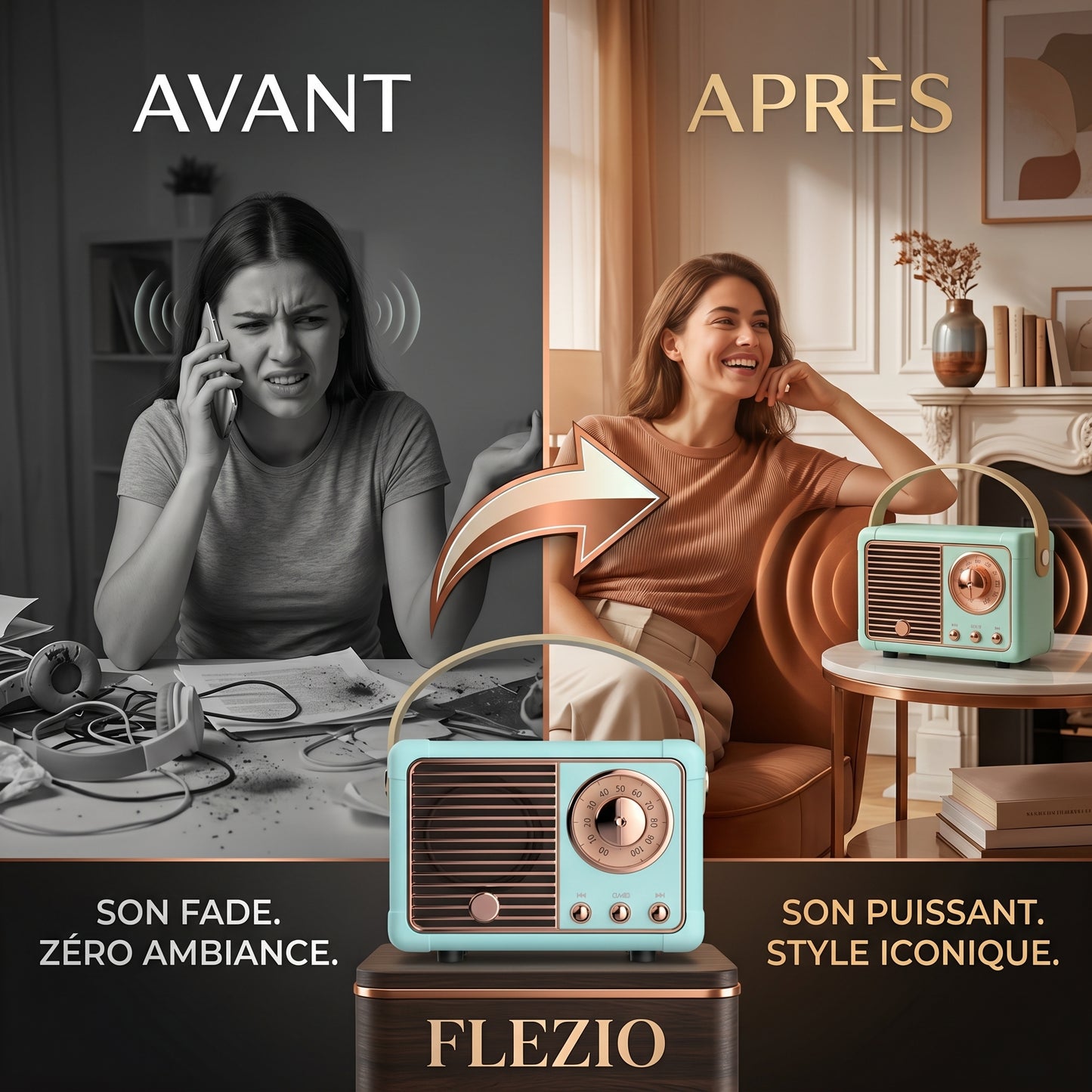 Enceinte Bluetooth Vintage Portable - USB et Carte TF