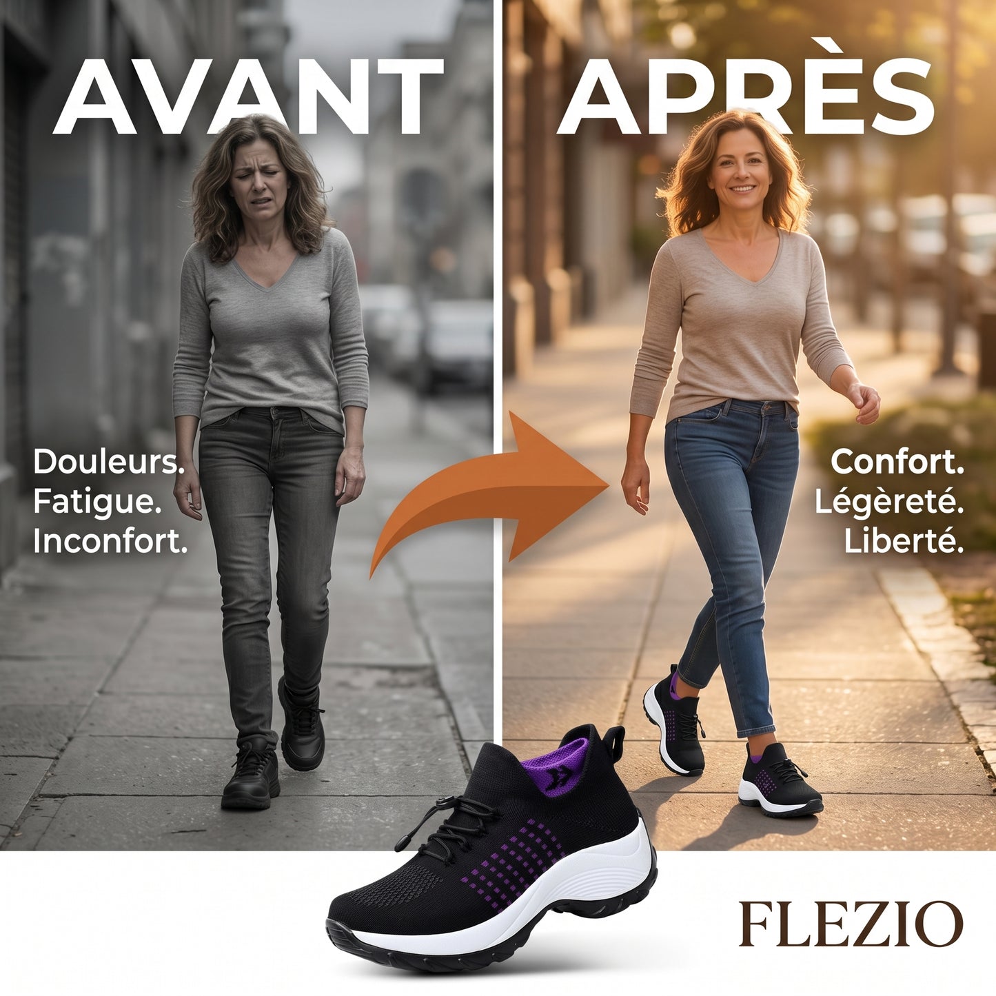 Sneakers Confort Femme Semelle Amortissante