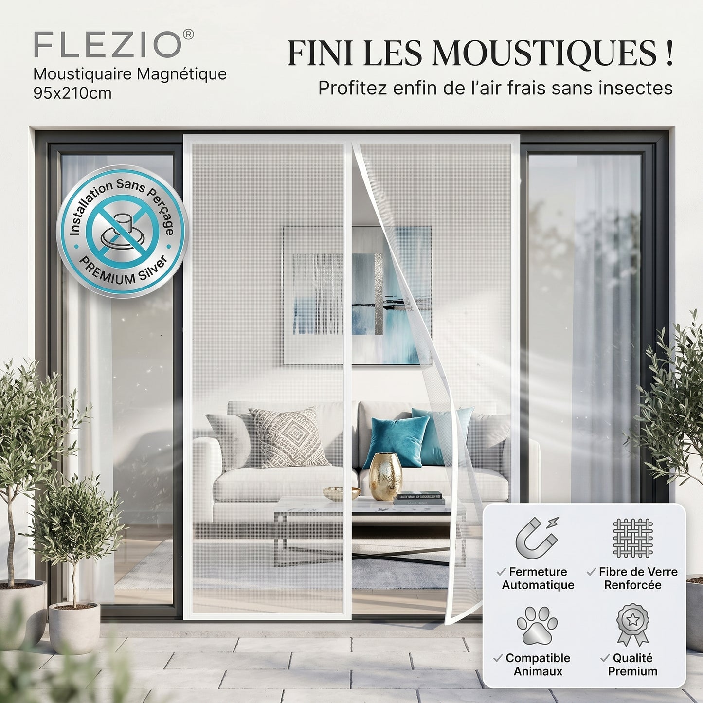 Moustiquaire de Porte Rideau Magnétique