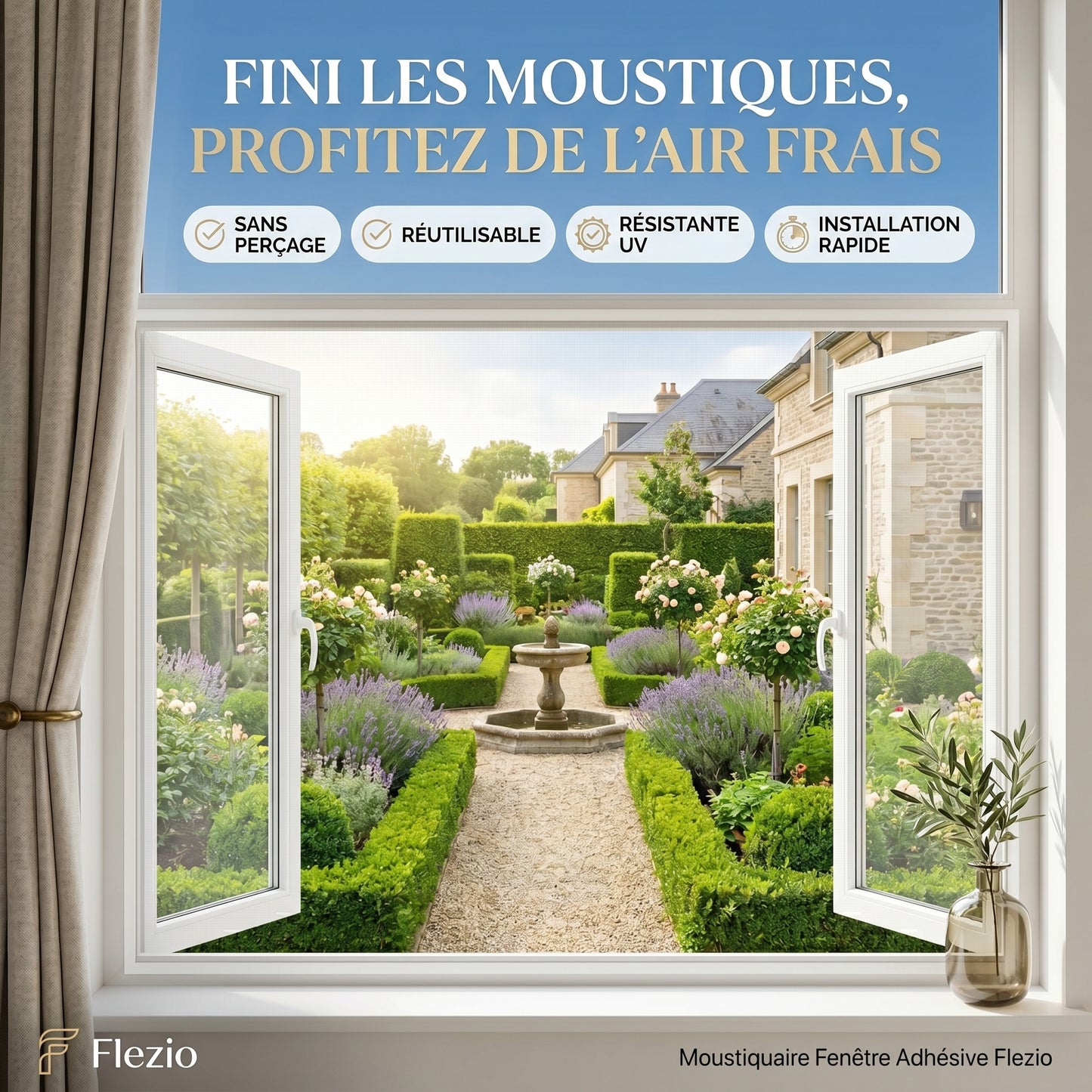 Vélonet – Moustiquaire Fenêtre sans Perçage