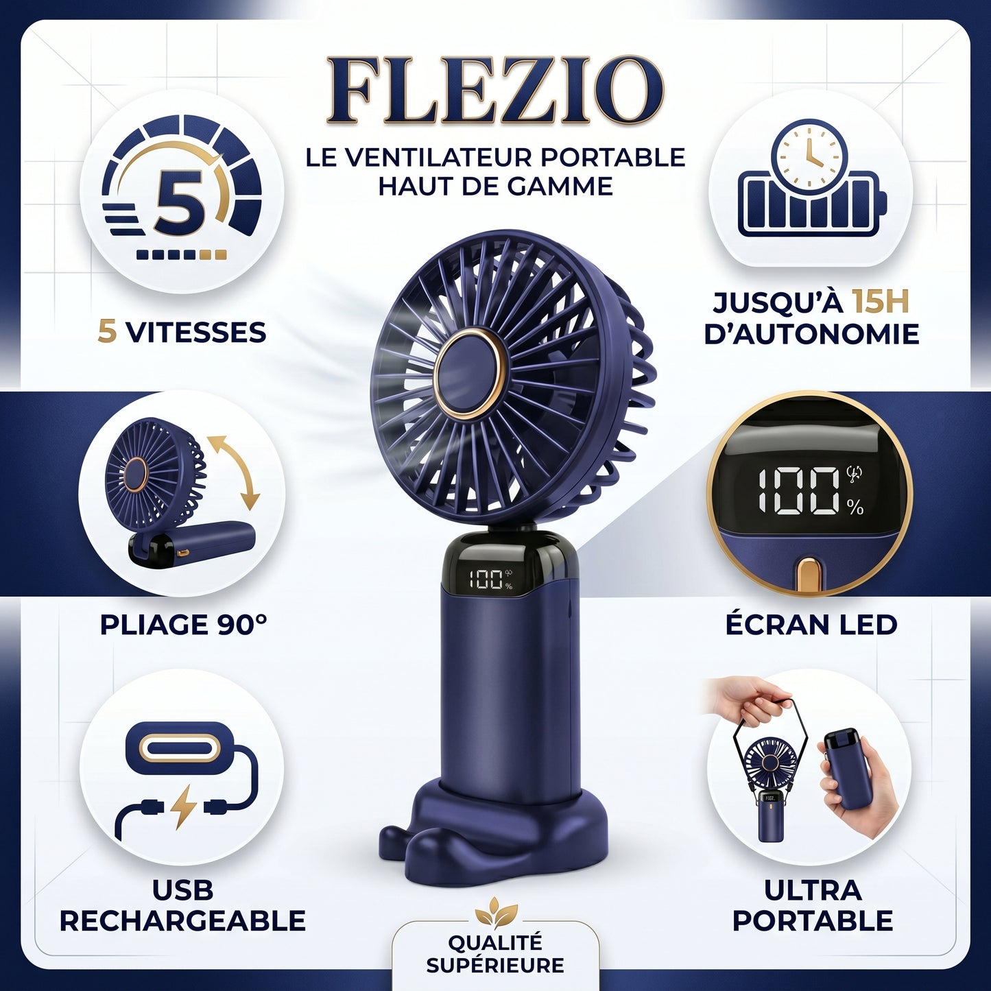 Brezéo – Mini Ventilateur Portable Rechargeable