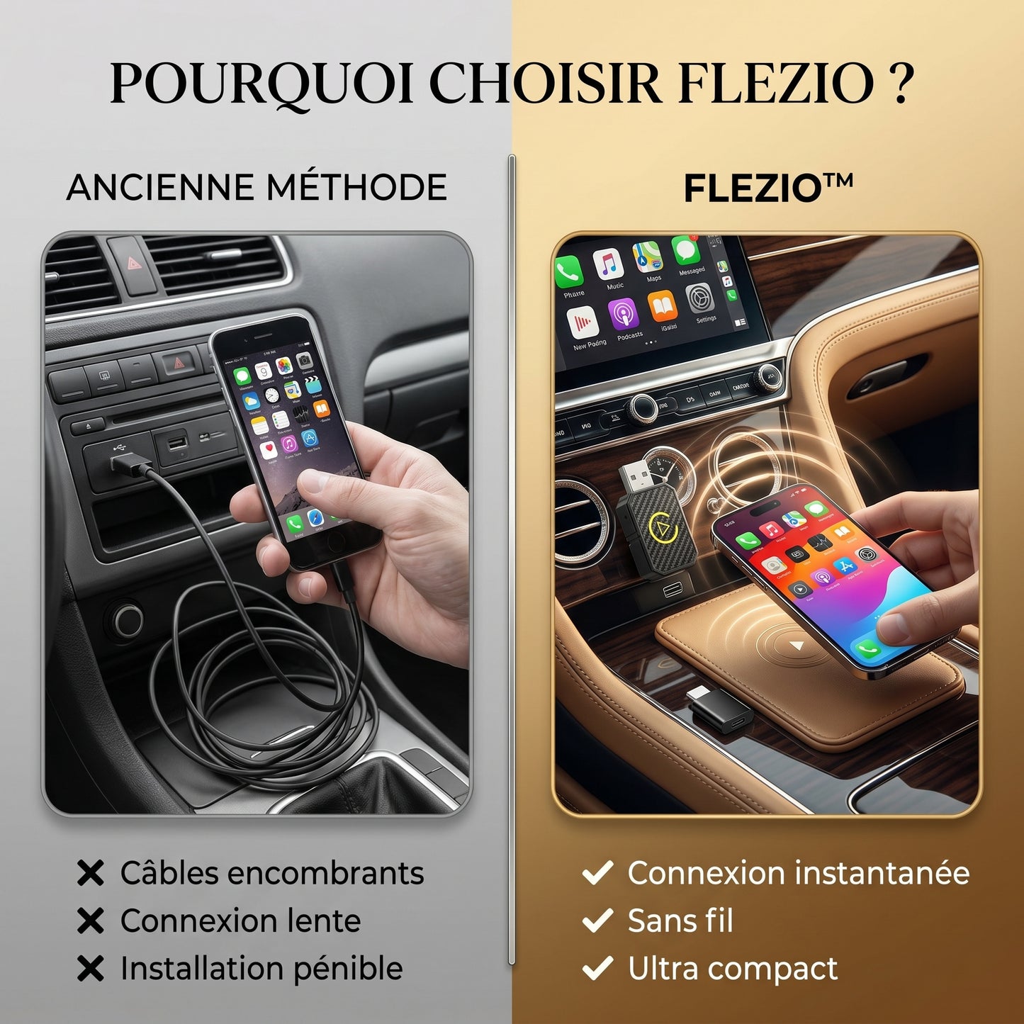 Veloxio – Adaptateur CarPlay Sans Fil
