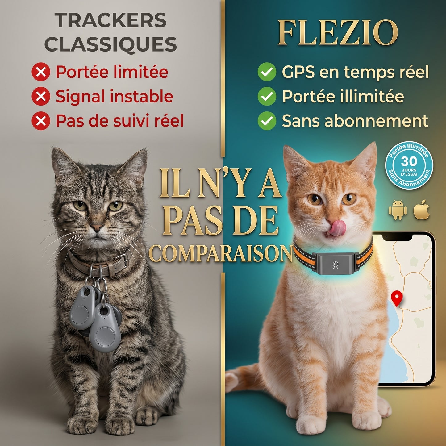 Felinox – Collier GPS Chat Sans Abonnement