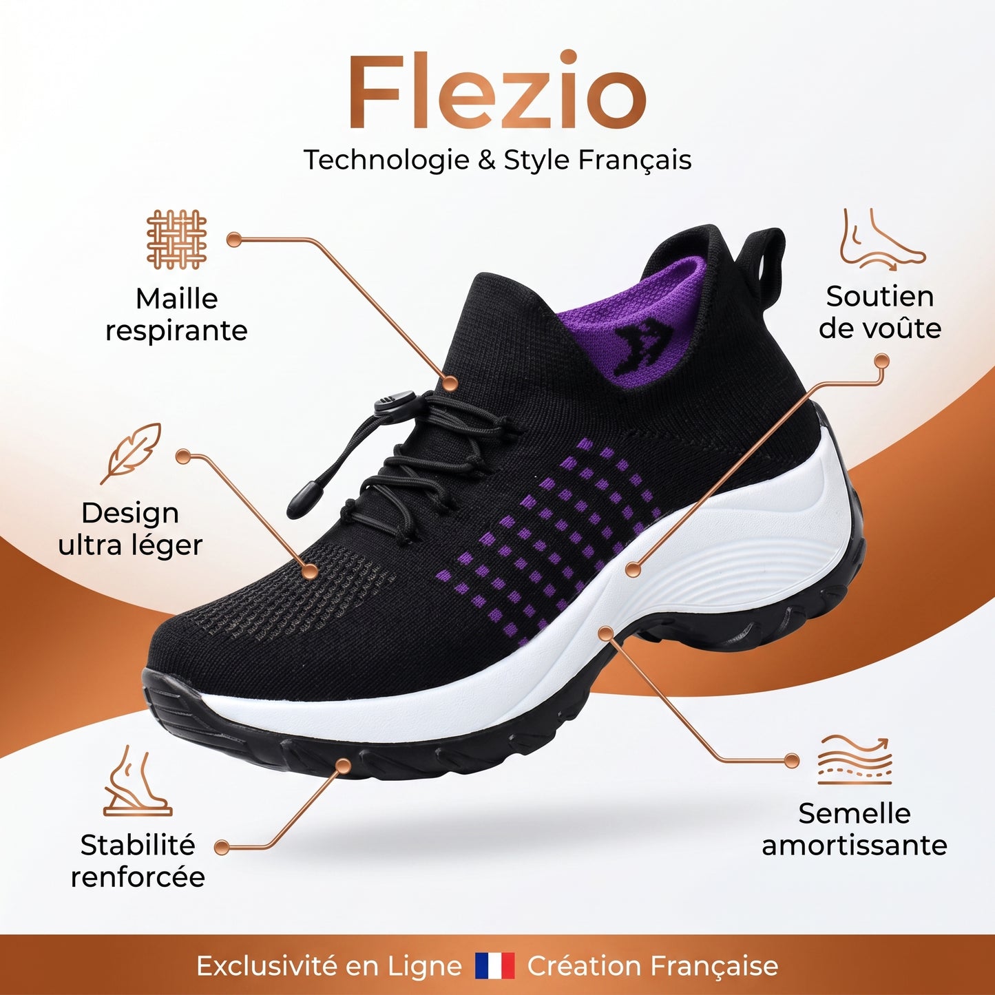 Sneakers Confort Femme Semelle Amortissante