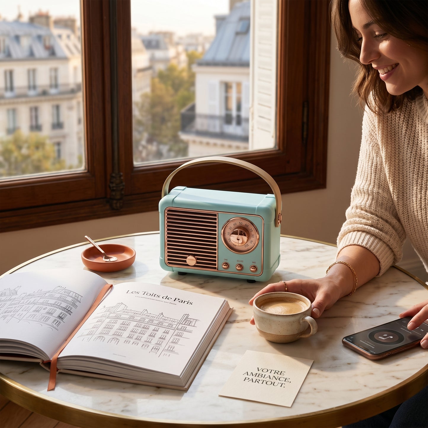 Enceinte Bluetooth Vintage Portable - USB et Carte TF