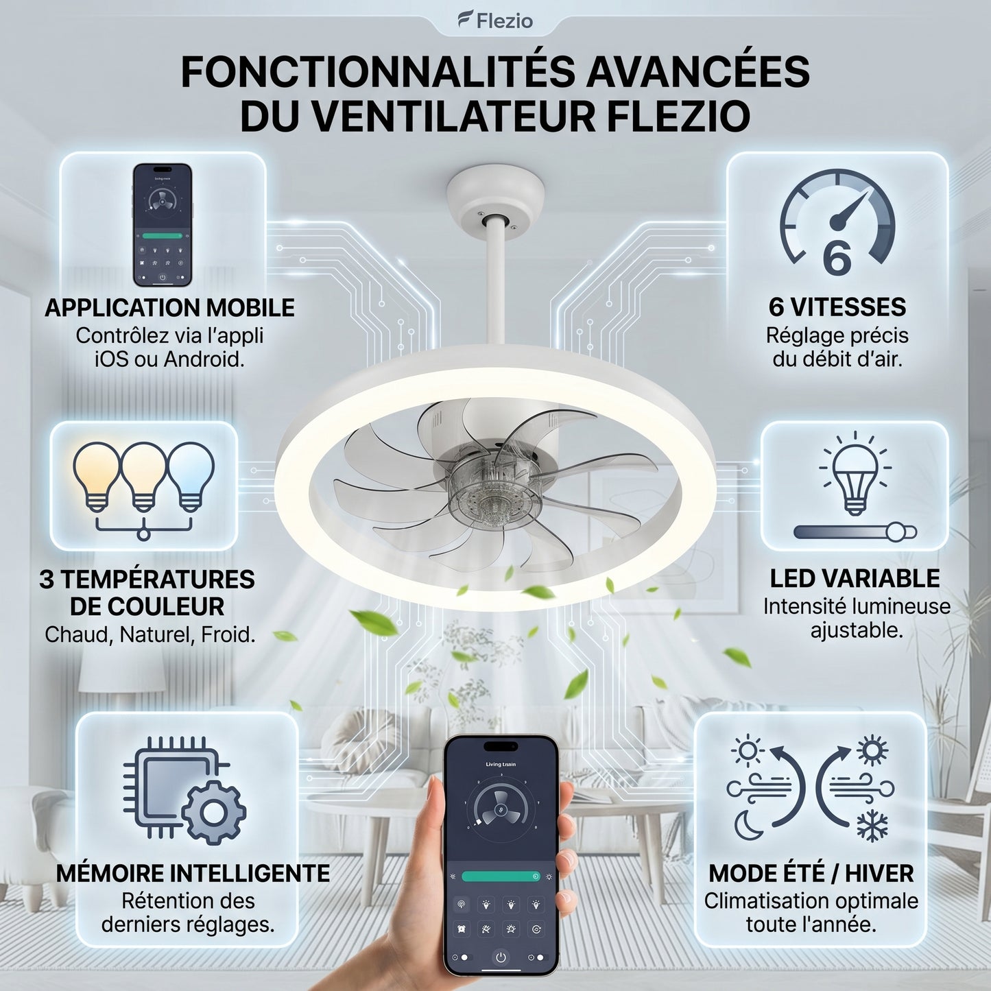Aériva – Plafonnier Ventilateur LED