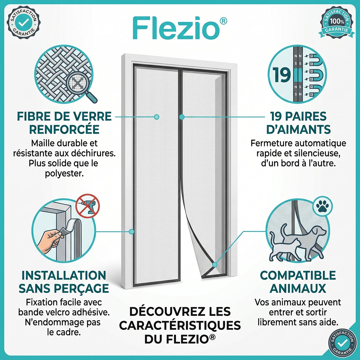 Moustiquaire de Porte Rideau Magnétique