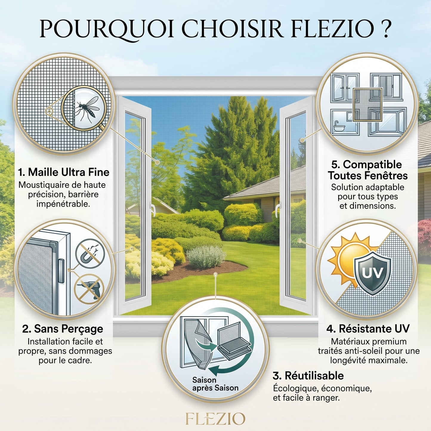 Vélonet – Moustiquaire Fenêtre sans Perçage