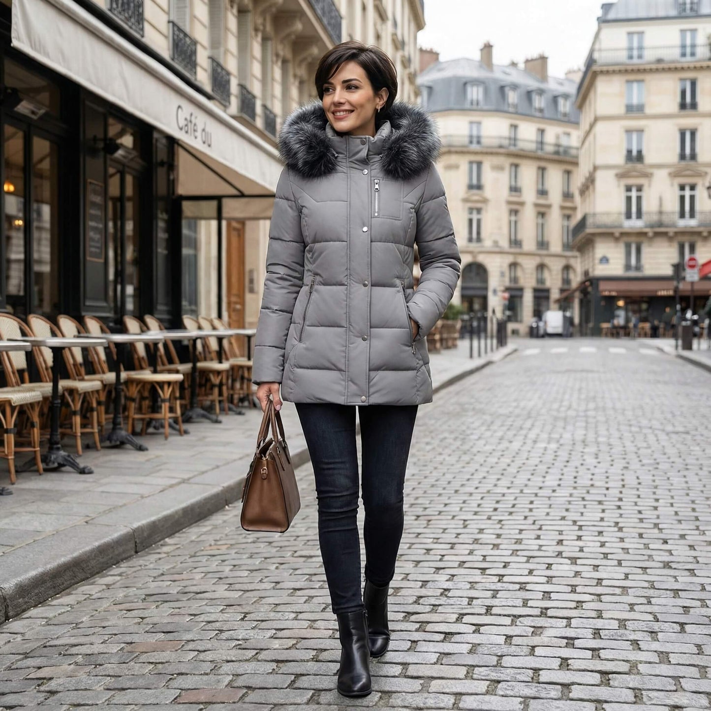 Parka Hiver Fourrure Matelassée Pour Femme
