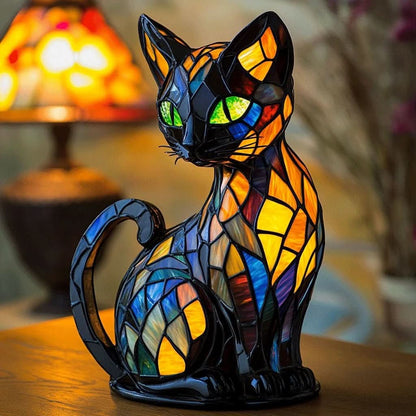 Felinae – Lampe Chat LED Vitrail