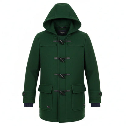 Manteau Long Homme Laine Boutons Corne Capuche