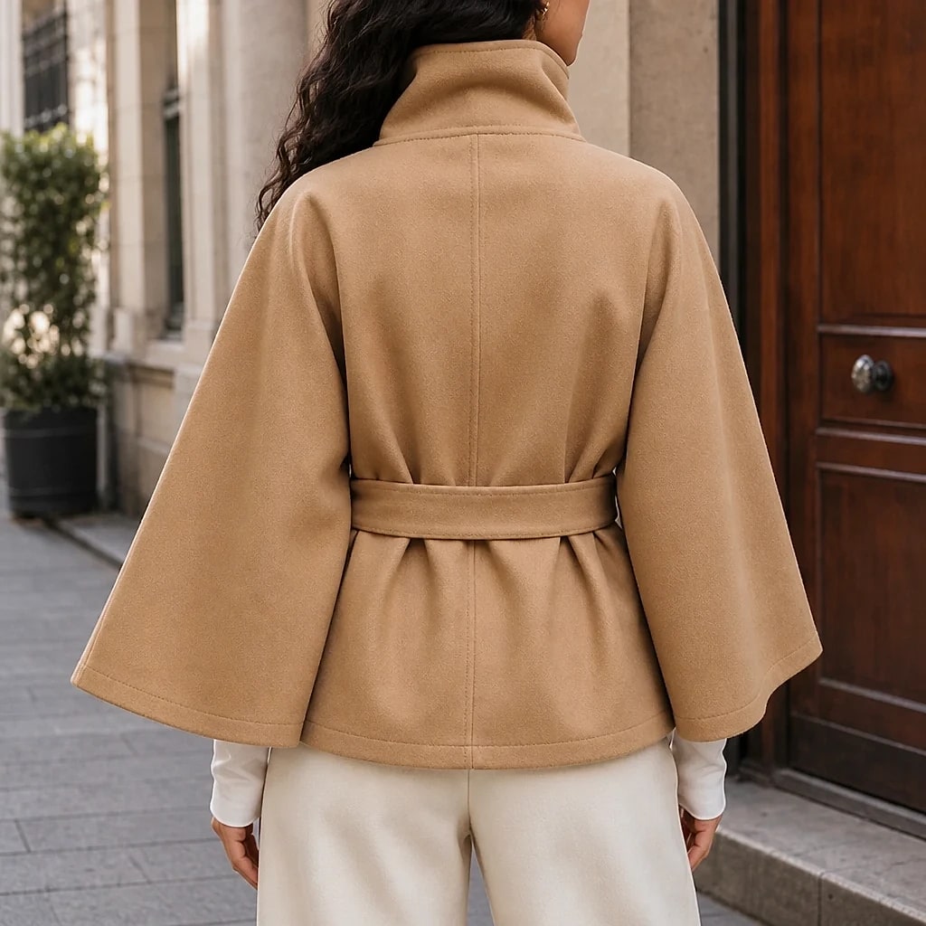 Béryl – Manteau Cape Ceinturé en Laine
