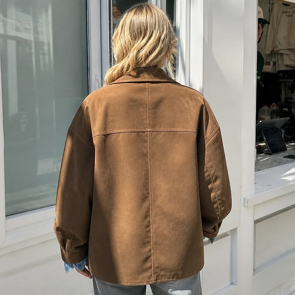 Blazer Femme Oversize Daim Marron