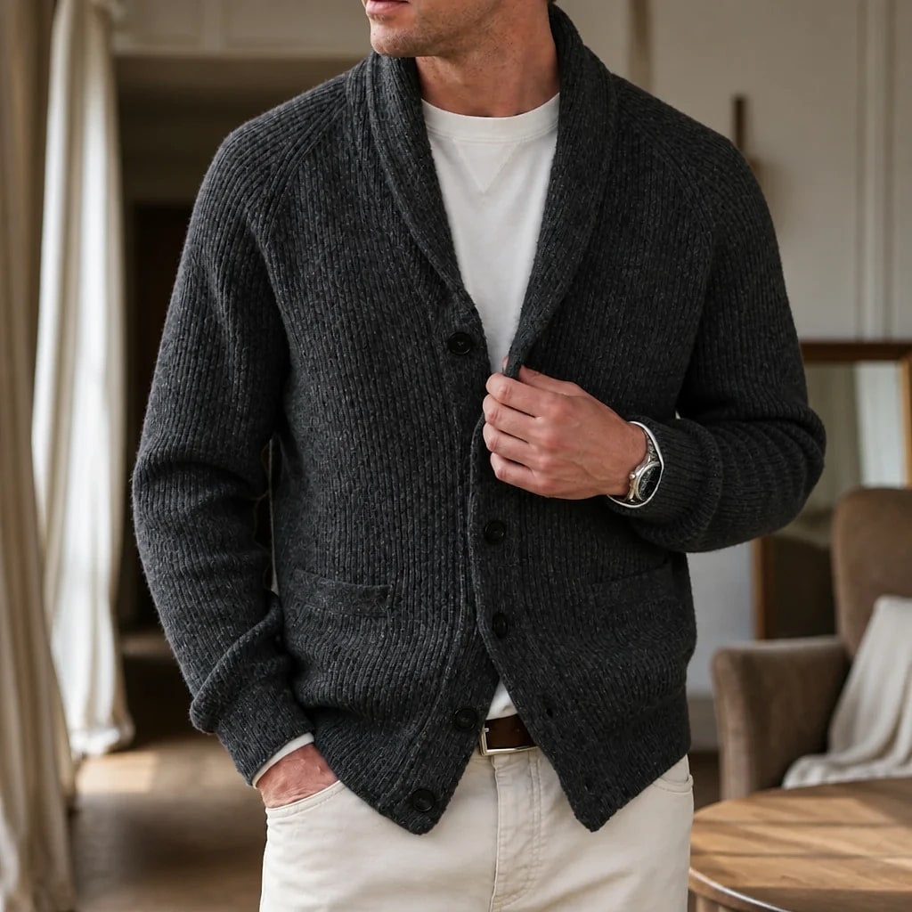 Cardigan Homme Laine Col en V