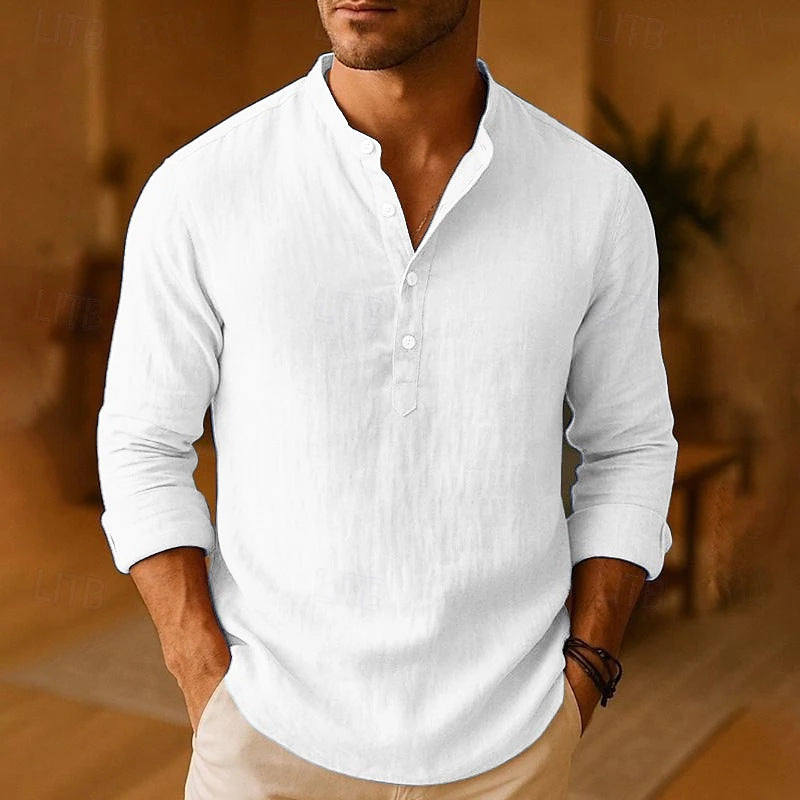 Chemise Lin Homme Col Montant